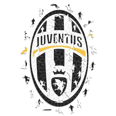 Abbildung von Iconic Puzzles, Juventus Retro Logo, offizielles Produkt, Holzpuzzle für Erwachsene und Kinder, 100% nachhaltiges Holz, Größe S, 150 Stück