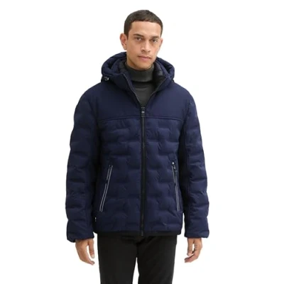 Abbildung von TOM TAILOR Herren 1041324 Hybrid Pufferjacke mit Abnehmbarer Kapuze, 10668 Sky Captain Blue, XL