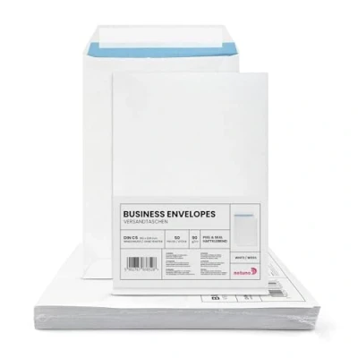 Abbildung von Netuno 50x Versandtasche DIN C5 weiß 162 x 229 mm 90g großer Briefumschlag Maxibrief haftklebend ohne Fenster Umschlag groß Briefkuvert a5 große Papier envelope big