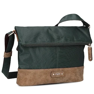 Abbildung von Zwei Damen Handtasche Olli OT6 erweiterbare Umhängetasche 2/4 Liter Crossbody Bag wasserabweisend robust strapazierfähig Canvas Stil Vintage Look (pine)