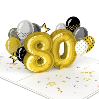 Abbildung von papercrush® Pop Up Karte 80. Geburtstag Handgemachte 3D Geburtstagskarte für Frauen und Männer (80 Jahre), Glückwunsch zum 80sten Besondere Glückwunschkarte inkl. Umschlag