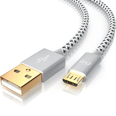 Abbildung von CSL 3m Micro USB Kabel 2,4A Schnellladekabel Nylonkabel Metallstecker High Speed Ladekabel Datenkabel für Android Smartphones Samsung Galaxy HTC Huawei Sony Nexus Nokia Kindle