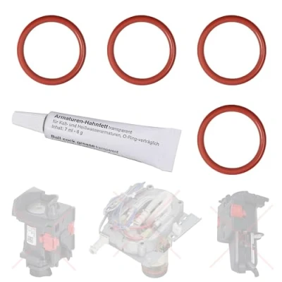 Abbildung von Dichtung O Ringe kompatibel mit Delonghi EABI EAM ECA ECAM ESAM EPAM ETAM AEG Philips für die Brüheinheit Brühgruppe Anpresskolben Kolben &amp; Thermoblock Heizung von Snapworld Kaffee (4x + 6 gr. Tube)