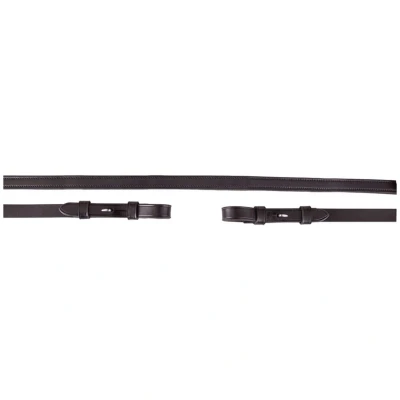 Abbildung von BR Dressur Zügel Leder/Gummi 16mm Blind Schwarz/Silber Warmblut
