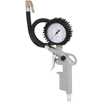 Abbildung von KS Tools Reifendruckprüfer geeicht 515.1960 0 10 Bar I Druckluft Reifendruckfüller für Einhandbedienung Mit gummiummanteltem Manometer Ergonomisches Design