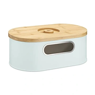 Abbildung von Navaris Brotkasten mit Deckel aus Holz Brotbox zur Aufbewahrung inkl. Schneidebrett Brottopf Küche Holzdeckel Brot Dose Bambus oval