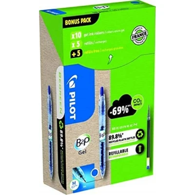 Abbildung von Pilot Greenpack B2P Eco Gel, 0,7 mm, Blau, 10 Stifte und Ersatzminen