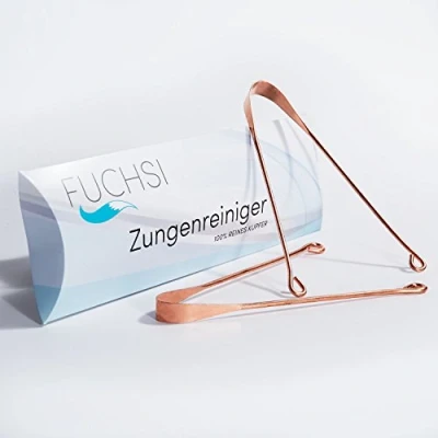 Abbildung von fuchsi 2 STÜCK Zungenreiniger Natürliche Zungenreinigung gegen Mundgeruch Äußerst Effektiv 100% reines antibakterielles Kupfer Hausmittel Zungenschaber Mund Reiniger schlechter Atem