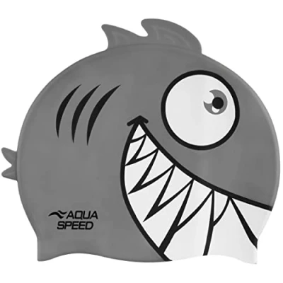 Abbildung von Aqua Speed Piranha Badekappe Kinder Lustige Schwimmkappe Bademütze Badehaube Schwimmmütze Sport Schwimmen Silikon, Farbe:Piranha 26
