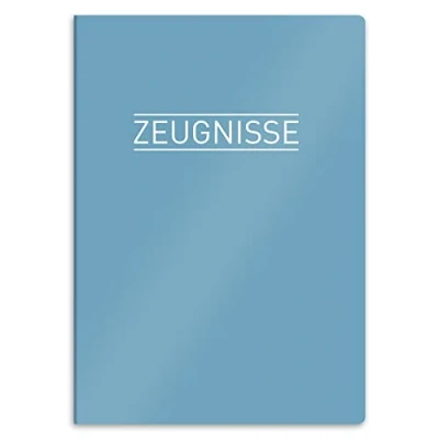 Abbildung von itenga Zeugnismappe mit Motiv DIN A4 stabile Dokumentenmappe Sichtbuch für Zeugnisse 20 Hüllen Kinder Jugendliche Schüler Mädchen Jungen (blau)