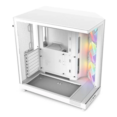 Abbildung von NZXT H6 Flow RGB CC H61FW R1 Kompaktes Mid Tower Gehäuse mit zwei Kammern Inklusive 3 x 120 mm Lüfter Glaspaneele Panoramablick Hochleistungs Airflow Panels Weiß
