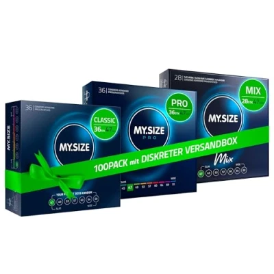 Abbildung von MY.SIZE 100 Kondome 47 mm Megaset Classic + Mix Pro I Größe 1 Stück Sparpackung Premium Kondom extra dünn dünne Wandstärke vegan Condoms for men