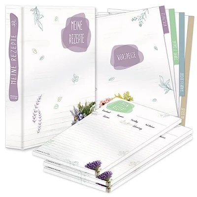 Abbildung von PRICARO Rezeptordner Komplett Set &quot;Bouquet&quot;, A4, 8 teilig