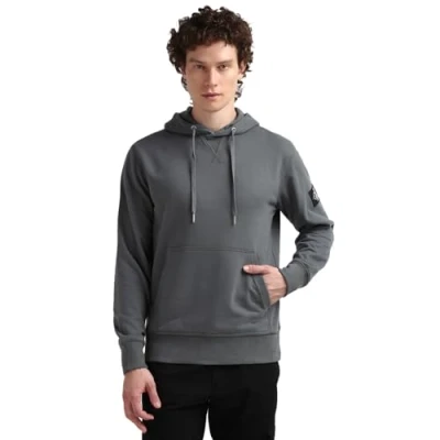 Abbildung von Calvin Klein Jeans Herren Hoodie Badge mit Kapuze, Grau (Endless Grey), XXL