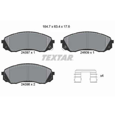 Abbildung von TEXTAR 2459701 Bremsbelagsatz mit akustischer Verschleißwarnung Zubehör KIA: CARNIVAL / GRAND 3, HYUNDAI: H 1 iLoad Cargo