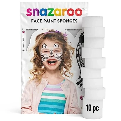 Abbildung von Snazaroo 1198030 Schmink Schwämmchen, feinporig, Schminken, Make Up Schwamm, Karneval, Halloween, Mottoparty 10 Stück im Set