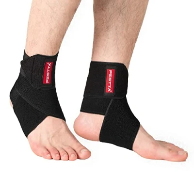 Abbildung von PESTTA Sprunggelenkbandage, Einstellbares Fußbandage, Flexible knöchelbandage, Ultradünn Fußgelenkbandage, Komfortabel fußgelenk bandage, Rechte und Linke Fußgelenk, Damen Herren (Schwarz 2 Stück)