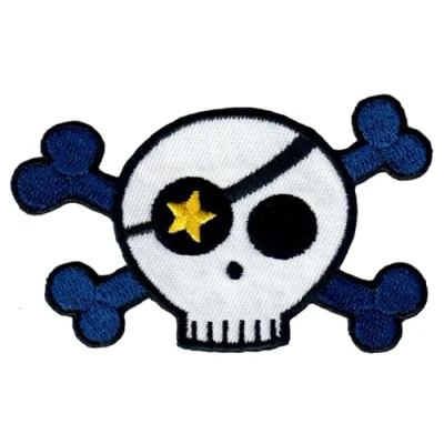 Abbildung von PatchMommy Pirat Totenkopf Patch Aufnäher Applikation zum Aufbügeln Bügelbild für Kleidung Jeans Jacken Kinder Baby