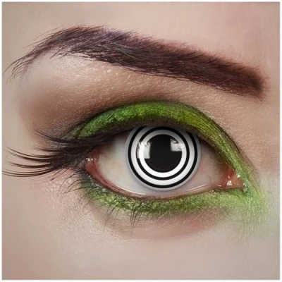 Abbildung von aricona Kontaktlinsen Weiß Schwarze mit hypnotisierender Spiral Optik ohne Stärke für Halloween, Fasching, Karneval, 2 Stück