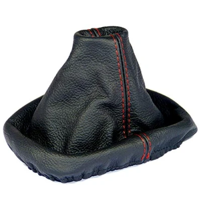 Abbildung von L &amp; P Car Design L&amp;P A0034 Schaltsack Schaltmanschette kompatibel mit VW Golf 4 IV 100% Echtleder Leder Schwarz Naht Rot