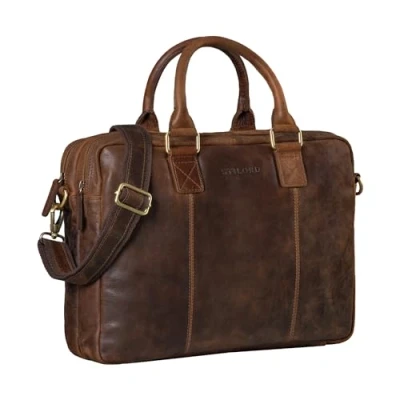 Abbildung von STILORD &#039;Zacharias&#039; Vintage Businesstasche Leder Aktentasche groß XL 15,6 Zoll Laptoptasche Schultertasche Umhängetasche aufsteckbar Echtleder, Farbe:kansas braun