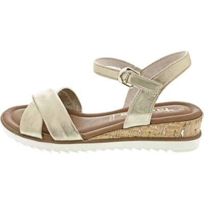Abbildung von Tamaris Plateausandalette, Damen, Größe: 41, Light gold Schuhe