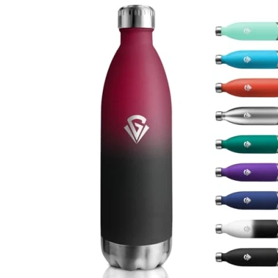 Abbildung von Trinkflasche Edelstahl 1L, BPA Frei Isolierflasche, Thermosflasche Auslaufsicher, Doppelwandig, Kohlensäure Geeignet für Outdoor, Sport, Fahrrad, Uni, Reisen, Fitness, Jungen, Mädchen
