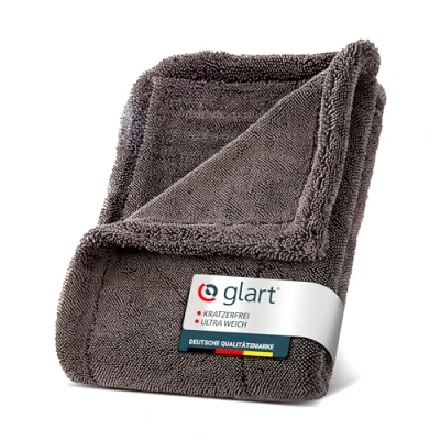 Abbildung von Glart Twist Auto Trockentuch XXL 60x40cm, extra saugfähiges Mikrofasertuch. Ideal für kratzerfreies Trocknen vor Autopolitur und nach Felgenreinigung. Geeignet &amp; Motorrad