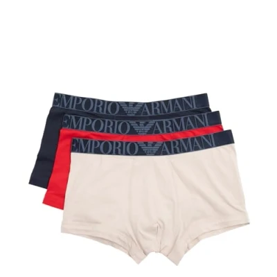 Abbildung von Emporio Armani Herren Stretch Cotton Shiny Logoband 3 Pack Trunk, Nude/RED/Marine, L (3er Pack)