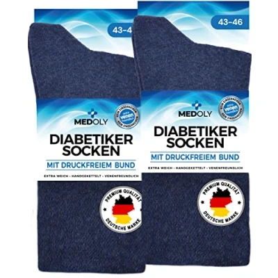 Abbildung von MEDOLY Diabetikersocken (6 Paar) ohne Gummibund, mit 97% Baumwolle, für Damen &amp; Herren Socken störende Naht, Diabetiker Bund