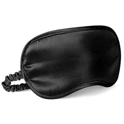 Abbildung von LULUSILK Luxus Seide Augenmaske Schlafbrille Schlafmaske für Reise 100% reine Maulbeerseide Atmungsaktiv, Schwarz