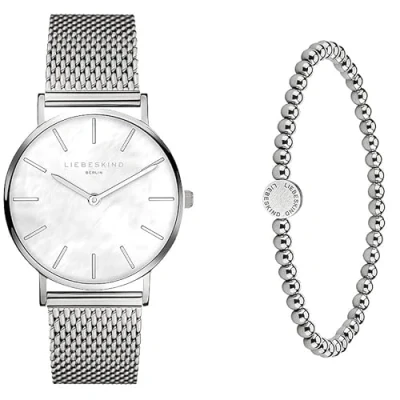 Abbildung von Liebeskind Berlin Set aus Armbanduhr und Beadarmband LS 0092 MQB Silber