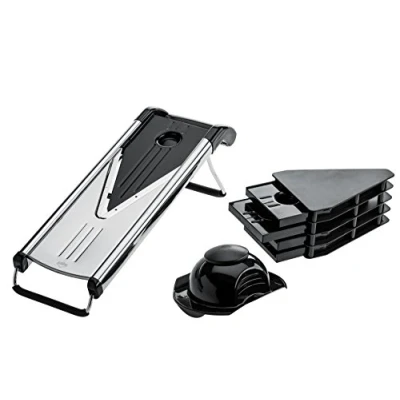 Abbildung von Küchenprofi Gemüsehobel PROFESSIONAL , Inklusive 5 Schneideinsätze Mandoline für Obst, Gemüse und Kartoffeln Gemüseschneider in Geschenkverpackung Verstellbarer Gemüsehobel, Edelstahl