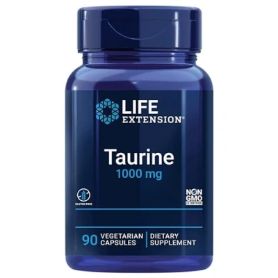 Abbildung von Life Extension, Taurine, 1000mg, hochdosiert, 90 vegane Kapseln, Laborgeprüft, Glutenfrei, Vegetarisch, Sojafrei, Ohne Gentechnik