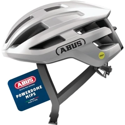 Abbildung von ABUS Rennradhelm PowerDome Leichter Fahrradhelm mit cleverem Belüftungssystem und aerodynamischem Profil Made in Italy für Damen Herren Silber, Größe M