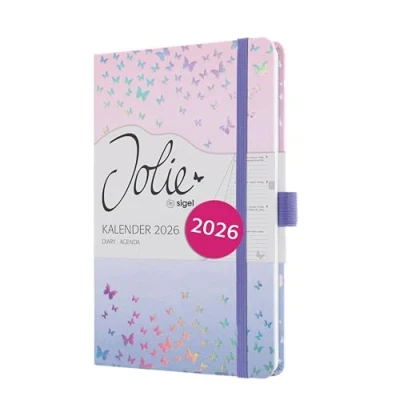 Abbildung von SIGEL J6347 Wochenkalender 2026 ca. A5, violett, rosa, Hardcover, Gummiband, Stiftschlaufe, Einstecktasche, 174 Seiten, vegan, Buchkalender, Terminplaner Kalenderbuch Jolie