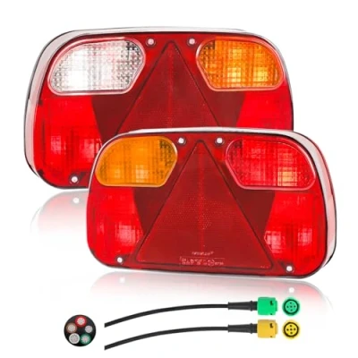 Abbildung von Yuanjoy 2 Pcs 12V LKW Rückleuchten 5 polig Bajonett Stecker, Anhängerbeleuchtung mit E mark Wohnwagen Rücklicht Rücklichter Satz