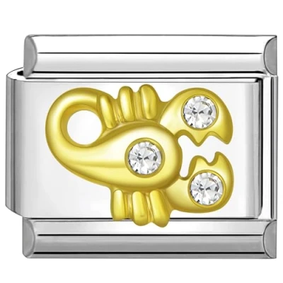Abbildung von Quiges 9mm Italian Style Charm Modul Edelstahl Zirkonium Horoskop Skorpion für Italienische Armbänder