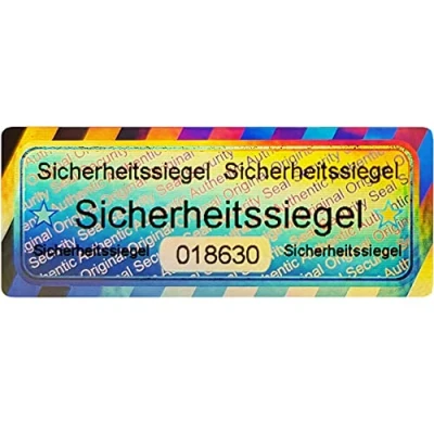 Abbildung von 50 Stk 3D Hologramm Sicherheits Siegel mit Seriennummer 50x20mm silber glänzend Sicherheitssiegel Qualitätssiegel Garantiesiegel Sicherheitsetiketten Papiersiegel Klebesiegel Antifake