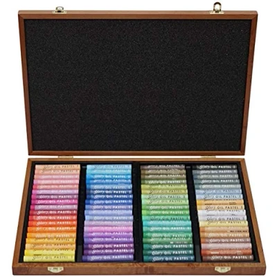 Abbildung von Mungyo Gallery Soft Oil Pastels Wood Box Set of 72 Assorted Colors by