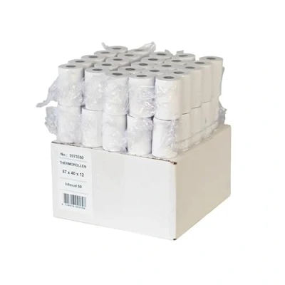 Abbildung von 50 Rollen Ec Cash Thermorollen 57 x 40 12mm Thermopapier Bonrollen für Bankomat 18 Meter Länge Kassenrollen, BPA frei