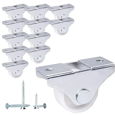 Abbildung von SKIR&#039;CO (12 Stück) Kleine 25mm Möbelrollen Weiß Kunststoffrollen Non Swivel Bockrollen One Way Direction Schrauben enthalten (12)