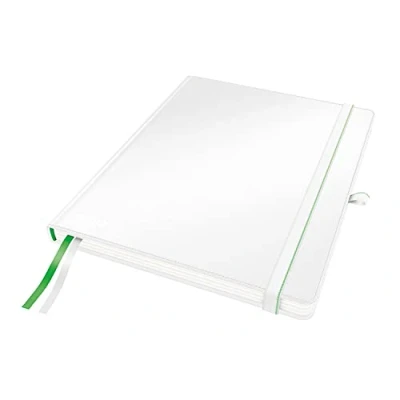 Abbildung von Leitz Complete Qualitäts Notizbuch iPad Format B5 kariert, 160 Seiten, 80 Blatt, Hardcover Mit Einband, 100 g/m² Papier, Gummizugverschluss, Textilbänder, Stiftelasche, Tasche, Weiß, 44730001