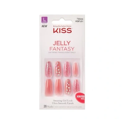Abbildung von KISS Jelly Fantasy Collection, Be Jelly, lange lichtdurchlässige modellierte Nägel, enthält 28 künstliche Nagelkleber, Nagelfeile und Manikürstäbchen