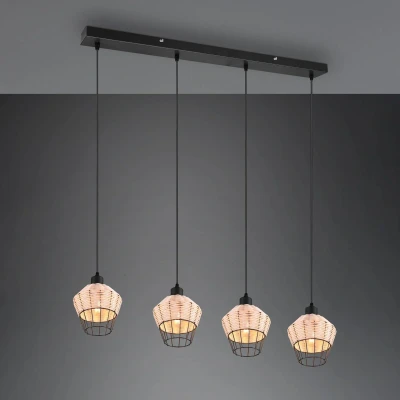 Abbildung von TRIO Leuchten Pendelleuchte »Borka«, 4 flammig, Leuchtmittel E27 ohne Leuchtmittel, Boho Hängelampe aus Rattan flammig exkl max 40W höhenverstellbar