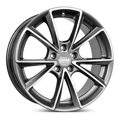 Abbildung von MAM WHEELS 5 loch 19Zoll 112mm Alufelge A5 Palladium frontpoliert MAMA58019511245PFP Felge