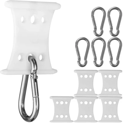 Abbildung von Markisenhaken für Kederschiene, 6 Pack, Weiß, Kederleisten mit ∅ 5 6mm und 7 8mm, Set x 60mm Edelstahl Karabiner, Haken Wohnwagen Vorzeltkeder, Kederhaken Camping Markise, Aufhänger Keder