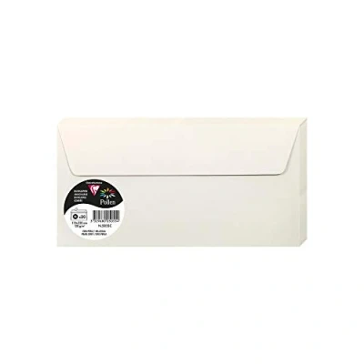 Abbildung von Clairefontaine 5055C Packung mit 20 Umschläge Pollen, Format DL, 110 x 220 mm, 120g, ideal für Ihre Einladungen und Korrespondenz, Hellgrau, 1 Pack