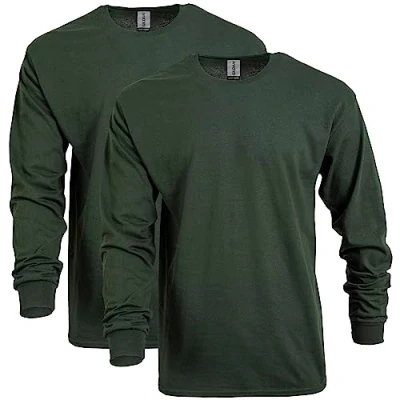 Abbildung von Gildan Unisex Erwachsene Schwerer Baumwolle, langärmelig, Stil G5400, 2er Pack T Shirt, Grün (Forest Green), Mittel