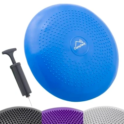 Abbildung von CampTeck U6765 Luftkissen Sitzen Aufblasbar Ballsitzkissen Balance Kissen mit verbesserter Handpumpe für Fitness, Geschicklichkeit, Rückentraining, Yoga, Bequemes usw. Blau, 32cm